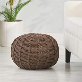 img 3 attached to 🛋️ Christopher Knight Home Corisande Brown Modern Knitted Cotton Round Pouf: Stylish Comfort for Your Living Space