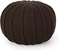 🛋️ christopher knight home corisande brown modern knitted cotton round pouf: stylish comfort for your living space logo