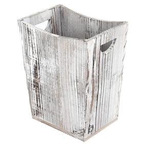 img 4 attached to Farmhouse Style Wastebasket Bin Wooden Square Trashcan With Decorative Function For Bathroom