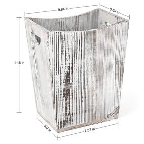 img 3 attached to Farmhouse Style Wastebasket Bin Wooden Square Trashcan With Decorative Function For Bathroom