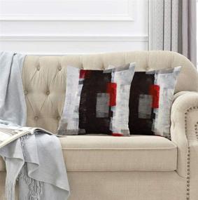 img 3 attached to Alricc Red and Grey Abstract Art Pillow Cover, Modern Black White Wall Decorative Throw Pillows Cushion Cover for Bedroom Sofa Living Room 18 x 18 Inch Set of 2 - Enhanced SEO