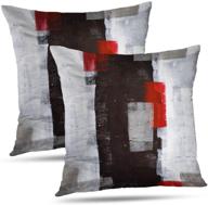 alricc red and grey abstract art pillow cover, modern black white wall decorative throw pillows cushion cover for bedroom sofa living room 18 x 18 inch set of 2 - enhanced seo logo