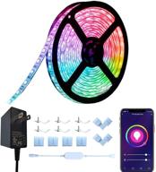 🌈 16.4ft 300 leds smart wifi rgb led strip lights, compatible with alexa google home, app and remote control, upgraded music sync multicolor changing waterproof for bedroom, kitchen, party логотип