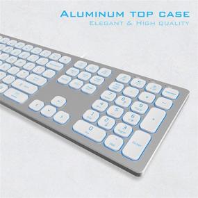 img 3 attached to 💻 POWZAN Aluminum Quiet Wired Keyboard Backlit - Slim Chiclet Keyboard for Apple iMac, MacBook, Mac, PC - USB Keyboard with Numeric Keypad and RGB Lighting - Silver White