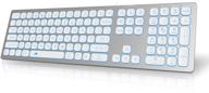 💻 powzan aluminum quiet wired keyboard backlit - slim chiclet keyboard for apple imac, macbook, mac, pc - usb keyboard with numeric keypad and rgb lighting - silver white logo
