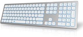 img 4 attached to 💻 POWZAN Aluminum Quiet Wired Keyboard Backlit - Slim Chiclet Keyboard for Apple iMac, MacBook, Mac, PC - USB Keyboard with Numeric Keypad and RGB Lighting - Silver White
