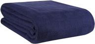 🛏️ glamburg breathable 100% cotton bed blanket - navy blue, queen size thermal blanket for layering any bed, ideal for all seasons logo