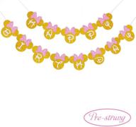 🎀 pink and gold glitter minnie happy birthday banner – effortless decoration for girls’ birthday themed party! логотип