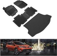 🚗 premium all-weather floor mats & cargo mat set for toyota rav4 - 2013-2018 compatible accessories, tpe slush liners, non-hybrid, black logo