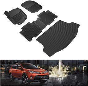 img 4 attached to 🚗 Premium All-Weather Floor Mats & Cargo Mat Set for Toyota RAV4 - 2013-2018 Compatible Accessories, TPE Slush Liners, Non-Hybrid, Black
