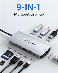 img 3 attached to 🔌 LIKFAVOR 9-in-1 USB C Hub: Multiport Adapter with 3 USB Ports, 4K HDMI, PD Charging, Ethernet, SD/TF Card Reader - Compatible with MacBook and Type C Laptops