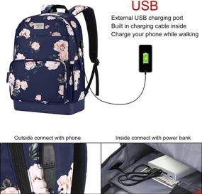 img 3 attached to 🎒 Стильный рюкзак Camellia для ноутбука женщин и девушек, 15,6-16 дюймов, с защитой от кражи и USB-портом - идеальный для путешествий, школы и бизнеса.
