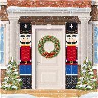 🎅 life size nutcracker christmas decorations: outdoor xmas decor for front door porch & garden - including soldier model banners for outdoor & indoor festive display logo