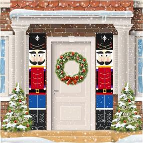 img 4 attached to 🎅 Life Size Nutcracker Christmas Decorations: Outdoor Xmas Decor for Front Door Porch & Garden - Including Soldier Model Banners for Outdoor & Indoor Festive Display