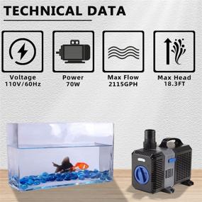 img 4 attached to 🐠 EXTRAUP 2100GPH Electric Adjustable Flow Submersible Fountain Pond Filter Silent Pump for Fish Pet Aquarium Tank Waterfall Koi Salt Clear Water