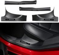 🚪 premium matte carbon fiber abs door sill protector for tesla model 3: front & rear door scuff plates and kick protection strip styling covers logo