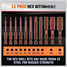 img 1 attached to 🔧 High-Quality HORUSDY 23-Piece Hex Head Allen Wrench Drill Bit Set, S2 Steel, Metric & SAE Hex Bit Set, 2.3" Long - Efficient and Versatile Tool for Precision DIY Projects