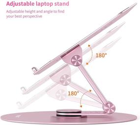 img 2 attached to 🌟 TRYAST Adjustable Laptop Stand for Desk – 360° Rotation, Foldable & Portable – Aluminum Ergonomic Laptop Riser in Rose Gold – Compatible with MacBook Air Pro, Dell XPS – Fits 10"-17" Notebooks