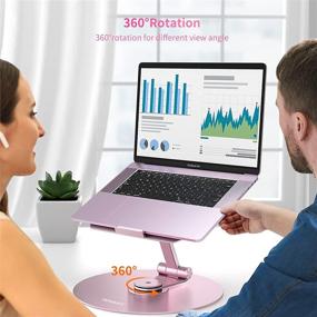 img 3 attached to 🌟 TRYAST Adjustable Laptop Stand for Desk – 360° Rotation, Foldable & Portable – Aluminum Ergonomic Laptop Riser in Rose Gold – Compatible with MacBook Air Pro, Dell XPS – Fits 10"-17" Notebooks