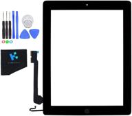 📱 kakusiga black ipad 4th generation touch screen glass digitizer replacement kit - compatible with home button flex, adhesive tape, repair tools logo