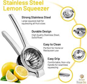 img 3 attached to 🍋 Smart House Inc Extra-Large Stainless Steel Lemon Squeezer - Ultimate Manual Fruit Juicer for Fresh Juice Extraction - With Seeds and Pulp Filter - Effortless Juicing of Lemons, Limes, Oranges, and Pomegranates