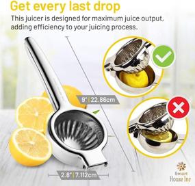 img 2 attached to 🍋 Smart House Inc Extra-Large Stainless Steel Lemon Squeezer - Ultimate Manual Fruit Juicer for Fresh Juice Extraction - With Seeds and Pulp Filter - Effortless Juicing of Lemons, Limes, Oranges, and Pomegranates