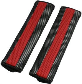 img 4 attached to Enhance Car Comfort with uxcell Universal Car Detachable Seat Belt Strap Shoulder Pad - Red Black (2pcs)