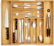 🍽️ expandable bamboo silverware organizer - perfect size kitchen drawer organizer and utensil tray with dividers for flatware and kitchen utensils (7-9 slots) (natural) логотип