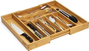 img 2 attached to 🍽️ Expandable Bamboo Silverware Organizer - Perfect Size Kitchen Drawer Organizer and Utensil Tray with Dividers for Flatware and Kitchen Utensils (7-9 Slots) (Natural)