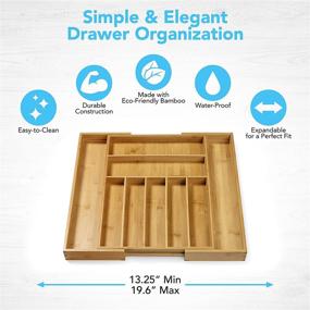 img 3 attached to 🍽️ Expandable Bamboo Silverware Organizer - Perfect Size Kitchen Drawer Organizer and Utensil Tray with Dividers for Flatware and Kitchen Utensils (7-9 Slots) (Natural)