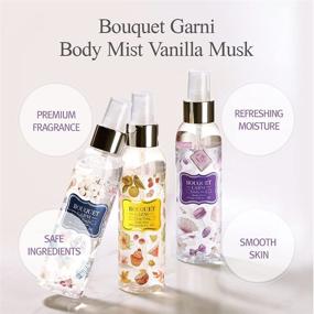 img 3 attached to 🍃 BOUQUET GARNI Vanilla Musk Body Mist - Vitamin E Infused, Deeply Moisturizing Fragrance Spray for Women - Citrus Acid Exfoliation, Gentle & Safe for Skin - 4.9 Fl Oz