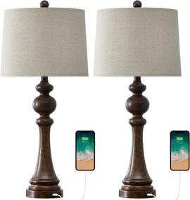 img 1 attached to OYEARS USB Table Lamp Set Of 2 For Living Room Resin 27 3/4&#34 Lighting & Ceiling Fans in Lamps & Shades