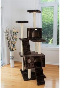 img 2 attached to 🐱 Premium and Sturdy GleePet GP78700623 Cat Tree with Ramp, 70-Inch, Coffee Brown - Perfect for Your Feline Friend's Ultimate Playtime