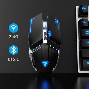 img 3 attached to 🖱️ TENMOS T21 Bluetooth Mouse: Dual Mode LED Wireless Mouse for Laptop and Gaming - Rechargeable, Silent, and Compatible with Multiple Devices