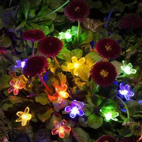 img 1 attached to 🌼 Multicolor Solar Flower String Lights - 2 Pack 23ft 50LED Solar Fairy Flower Lights for Patio, Garden, Tree, Fence, Christmas, Party, Holiday Decorations - Solpex Blossom String Lights