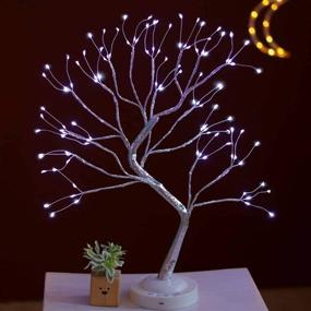 img 2 attached to 🎄 Enchanting Christmas Fairy Tree Lamp: Multi-functional Sound Reflecting Battery/USB Tree Lights for Indoor Decor (White)