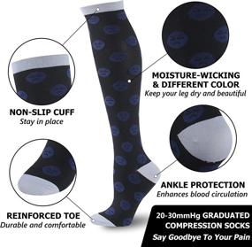 img 1 attached to Time and River Compression Socks: 3 Pairs for Women & Men - 20-30 mmHg | Knee High Support for Cycling, Hiking, Travel, Nursing