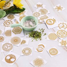 img 1 attached to 🌿 Enhance Spiritual Energy with Pandahall 40pcs Sacred Geometry Copper Orgonite Sticker Energy Tower Material Flower Life Tree Chakra Yoga Meditation Stickers