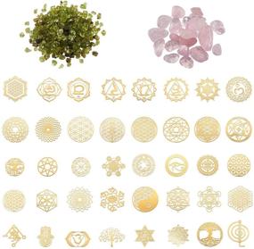 img 4 attached to 🌿 Enhance Spiritual Energy with Pandahall 40pcs Sacred Geometry Copper Orgonite Sticker Energy Tower Material Flower Life Tree Chakra Yoga Meditation Stickers