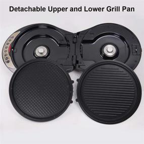 img 1 attached to Liven Electric Baking Pan LR-A434: Non-Stick Griddle Skillet with Detachable Upper and Lower Grill Pans - Easy to Clean, Khaki Finish