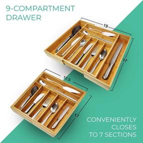 img 3 attached to 🗄️ 9 Section Expandable Bamboo Kitchen Drawer Organizer - Nature Gear Flatware Storage - Housewares - Bath & Vanity - Tool Utility Caddy Adjustable Tray