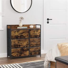 img 2 attached to 📦 SONGMICS 6-Drawer Dresser and Storage Chest with Fabric Drawers, Metal Frame and Handles, Rustic Brown/Black ULTS123B01