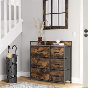 img 1 attached to 📦 SONGMICS 6-Drawer Dresser and Storage Chest with Fabric Drawers, Metal Frame and Handles, Rustic Brown/Black ULTS123B01