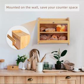 img 3 attached to 🍞 Efficiently Store & Display Your Bread with Yumkfoi Wall Mounted Bamboo Bread Box - Adjustable Two Layer Bin with Clear Windows (Self-Assembly)