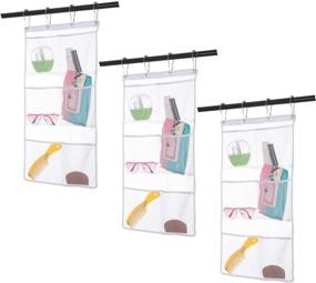 img 4 attached to Space-Saving Hanging Mesh Shower Caddy Organizer with 6 Pockets, Hanging Fabric Storage Bag for Shower Curtain Rod/Liner Hooks, Bathroom Door Hanger, Ideal for Dorms, RVs, and Kids Bath Toy Organization, Includes 4 Rings