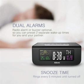 img 2 attached to 🌙 Enhanced Bedroom Alarm Clock Radio- Digital Beside Clock with Color Screen, Weather Forecast, Dual Alarm, Snooze, Battery Backup, FM Radio, Sleep Timer, and 4'' LCD Display