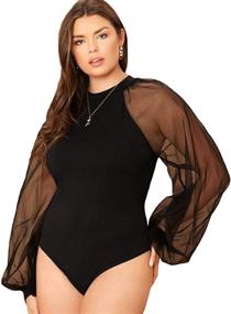 img 4 attached to Romwe Lantern Clubwear Bodysuit Jumpsuits Women's Clothing for Lingerie, Sleep & Lounge