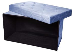 img 1 attached to 🪑 16x30 Inch Rectangular Luxury Storage Ottoman with Padded Seat, Velvet Upholstered Collapsible Folding Bench and Foot Rest in Navy by Red Co.