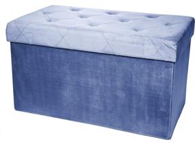 img 2 attached to 🪑 16x30 Inch Rectangular Luxury Storage Ottoman with Padded Seat, Velvet Upholstered Collapsible Folding Bench and Foot Rest in Navy by Red Co.