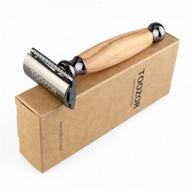 🪒 superior quality toozor wooden handle safety razor - double edge razor for a flawless shave (black) logo